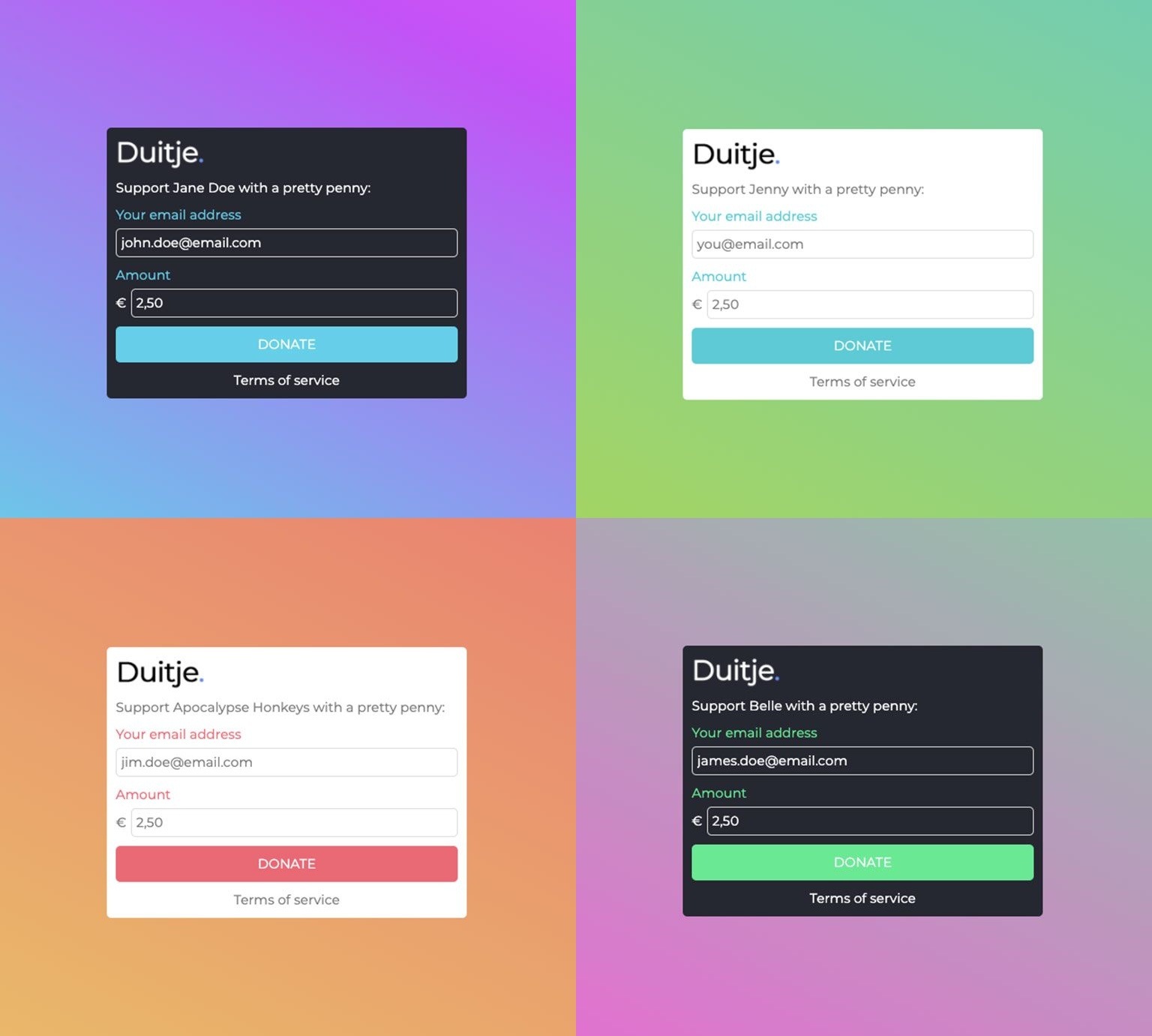 Voorbeeld van Duitjes donatieknop